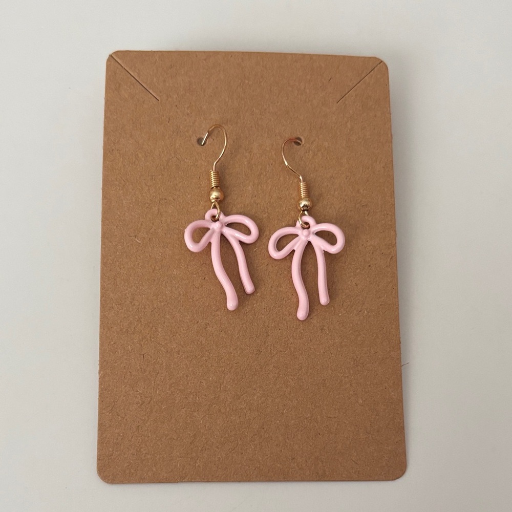 Fashion Jewelry Pink Bow Earrings